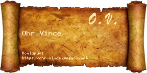 Ohr Vince névjegykártya